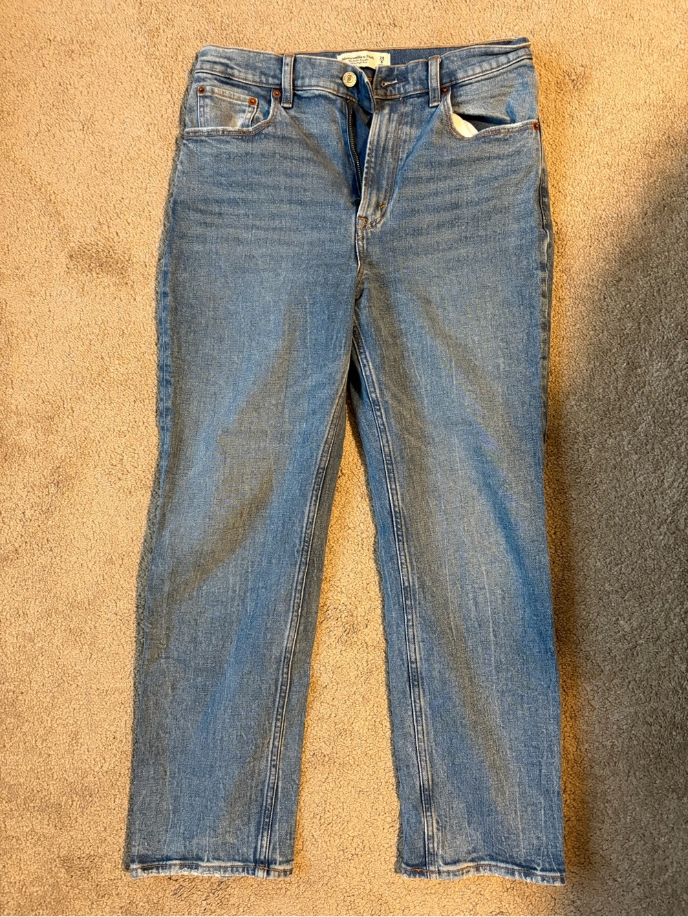 Abercrombie & Fitch Ultra High Rise Classic Straight-Leg Blue Jeans